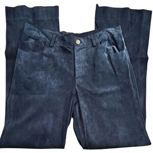 Moda International Navy Blue Leather Pants, Size 6